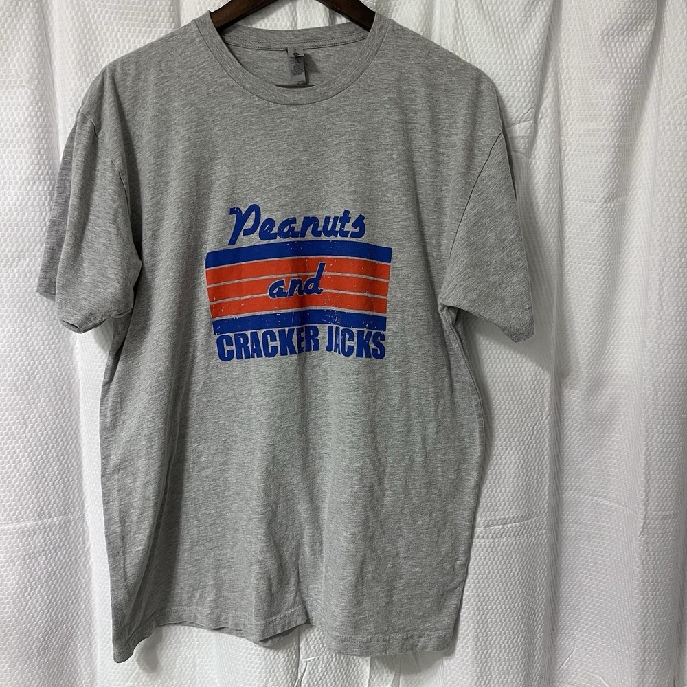 Baseball "Peanuts & Cracker Jacks" Graphic Tee Gray Short Sleeve Unisex‎ XL